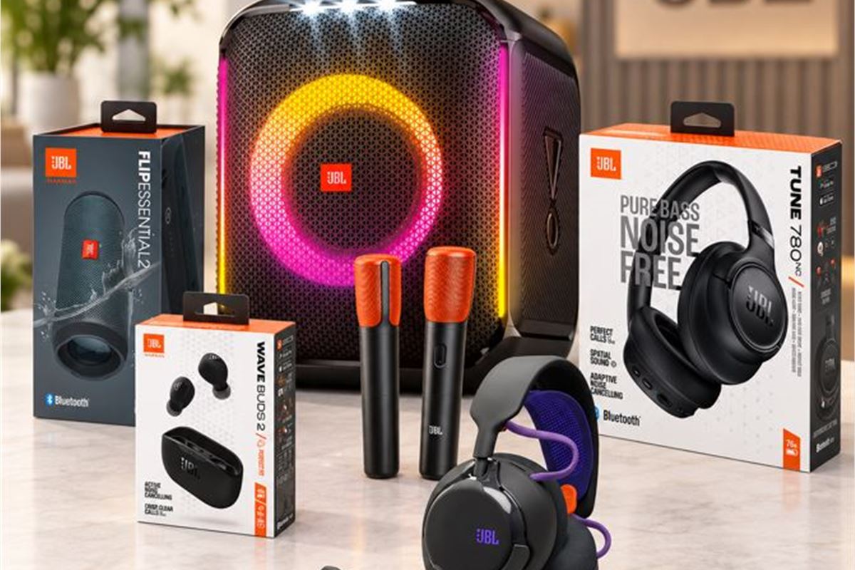 Caixas de som, fones e acessórios JBL na Systronic